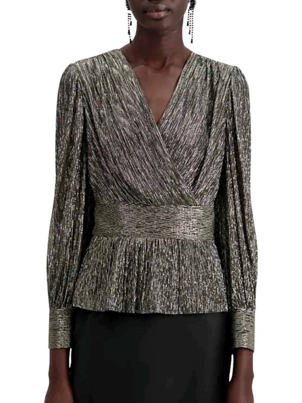 The Kooples NWT Metallic Long Sleeve Top Blouse